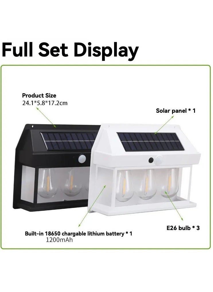 CBK Solar Powered Waterproof Tungsten Wall Light with Motion Sensor, Suitable for Outdoor Garden Villas, Night Light (3 Bulbs), Multicolor  - Image 3