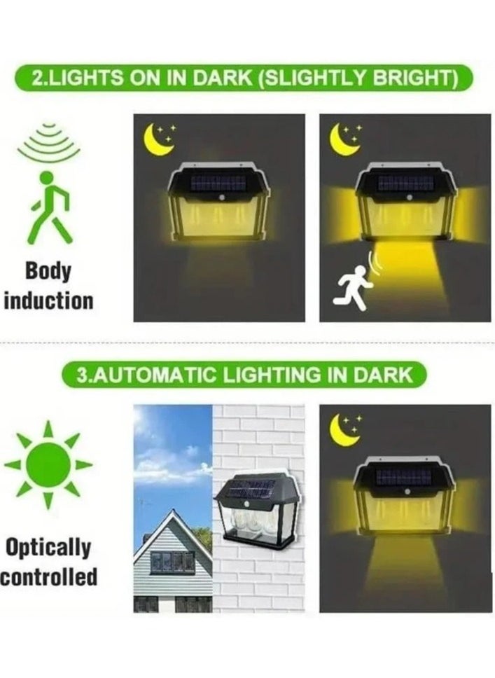 CBK Solar Powered Waterproof Tungsten Wall Light with Motion Sensor, Suitable for Outdoor Garden Villas, Night Light (3 Bulbs), Multicolor  - Image 4