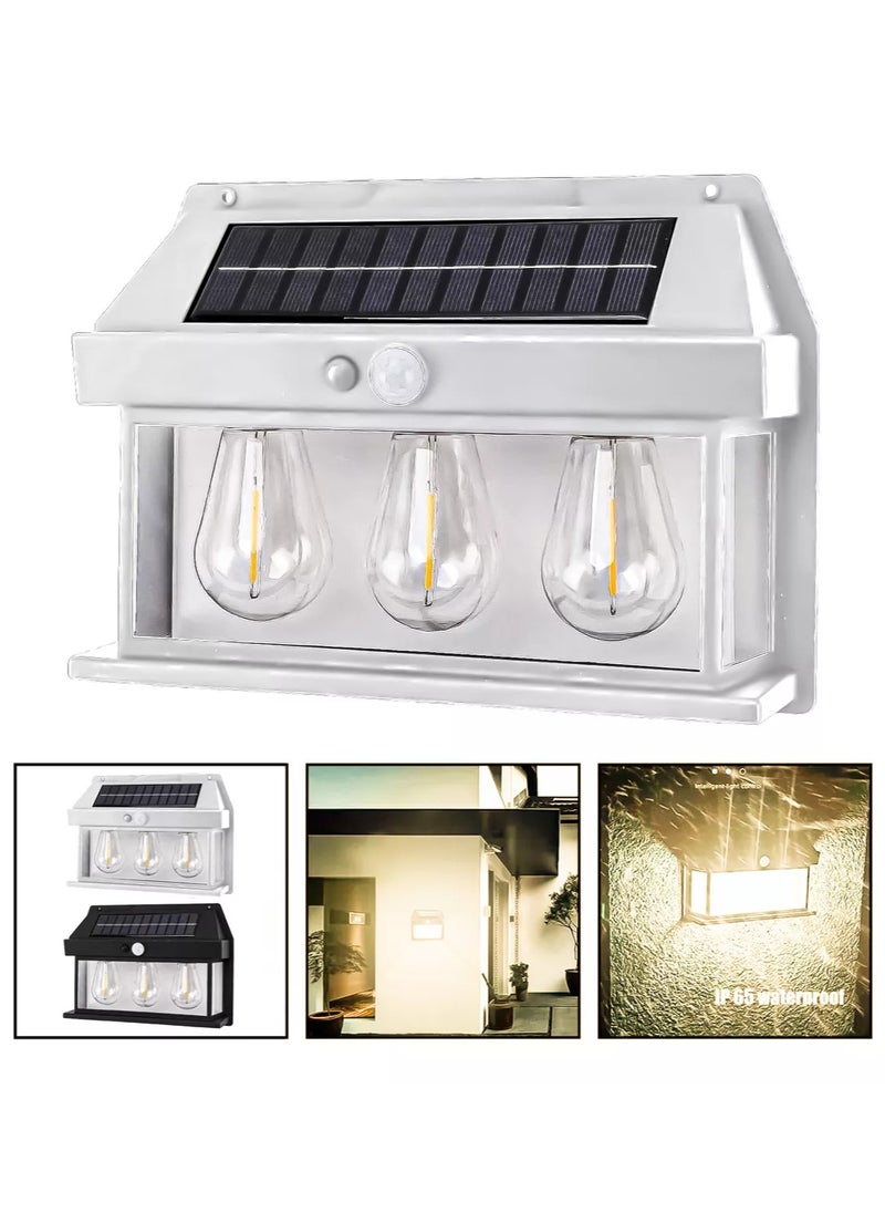 CBK Solar Powered Waterproof Tungsten Wall Light with Motion Sensor, Suitable for Outdoor Garden Villas, Night Light (3 Bulbs), Multicolor  - Image 2