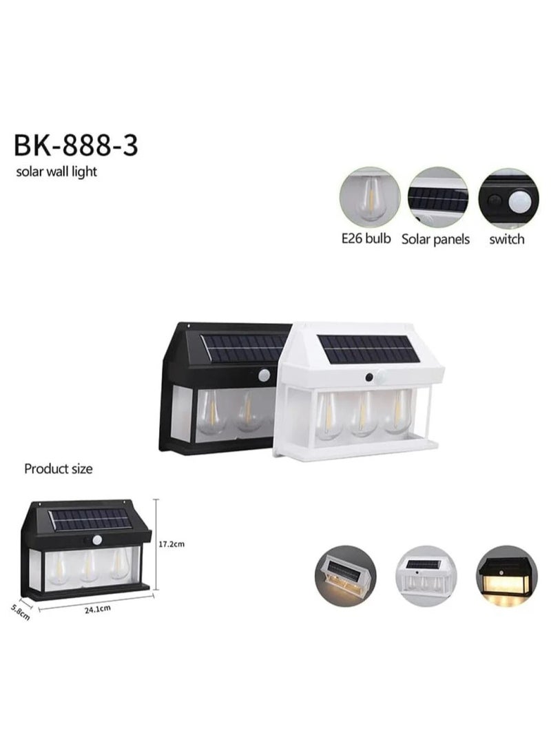 CBK Solar Powered Waterproof Tungsten Wall Light with Motion Sensor, Suitable for Outdoor Garden Villas, Night Light (3 Bulbs), Multicolor  - Image 5