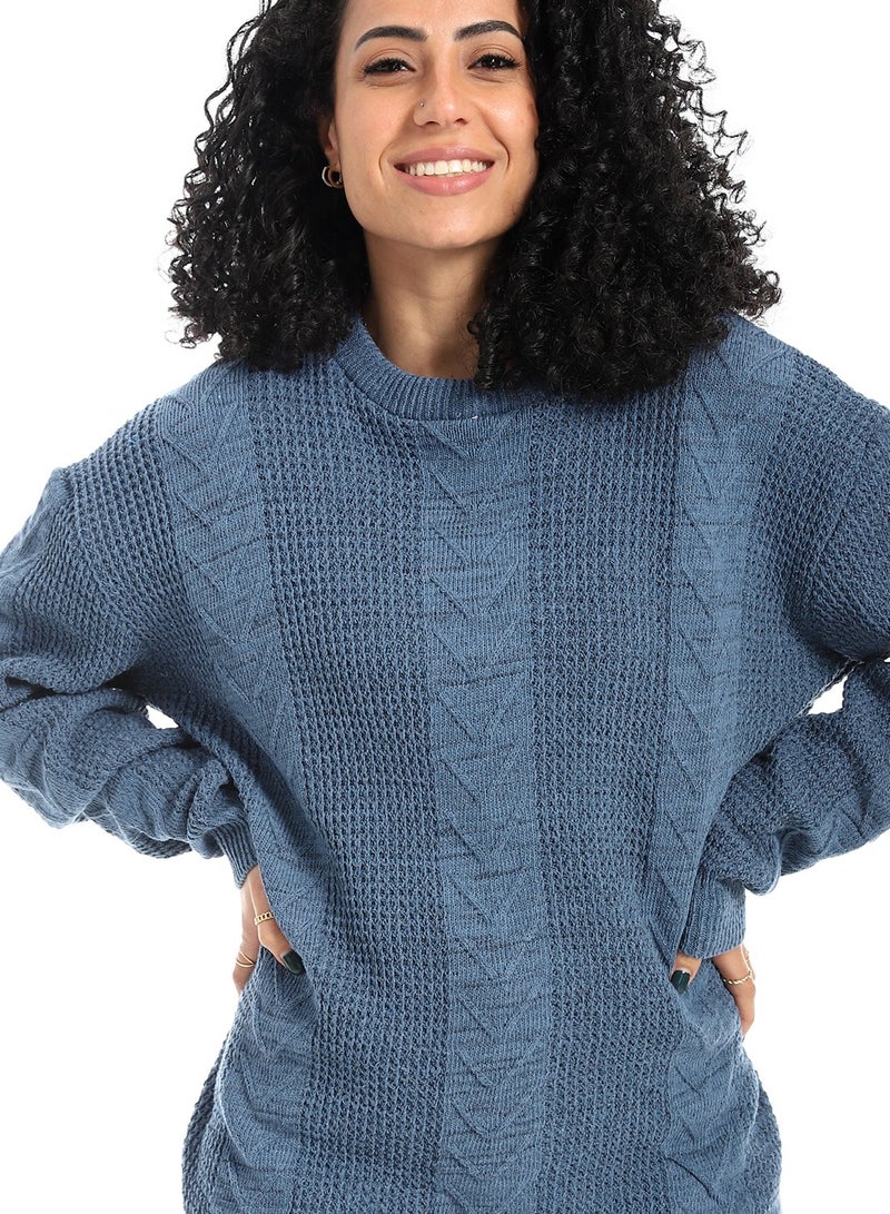 سيزار بلوفر صوف حريمي طويل مزود بتصمميات متعددة - Image 5