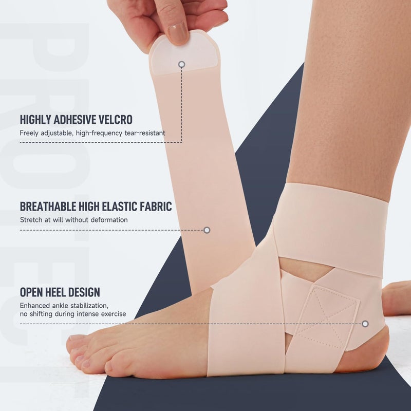 Domaste Ultra Thin Ankle Wraps Ankle Brace for Men ï¼† Women, Adjustable Ankle Straps for Arch, Sprained Foot, Tendinitis, Football, Basketball, Runningï¼ˆMisty Rose, Pack of 1ï¼‰ - Image 2