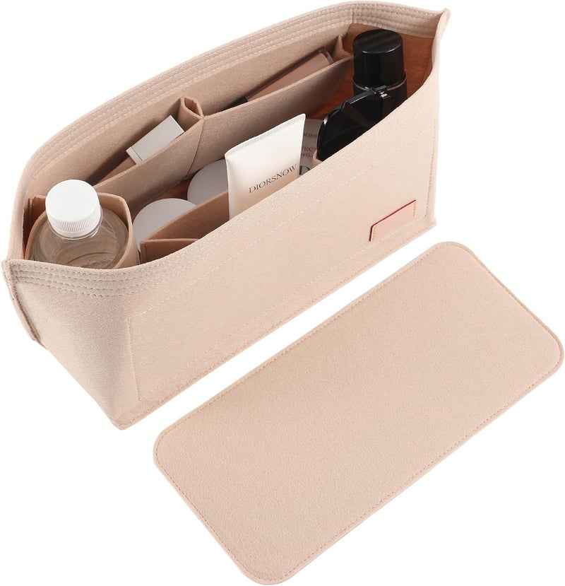 Doxo Purse Organizer Insert Handbag & Tote Felt Bag Fit Neverfull GM & Base Shaper 2pc Set(X-Large, Beige Bag+Beige Base Shape) - Image 1