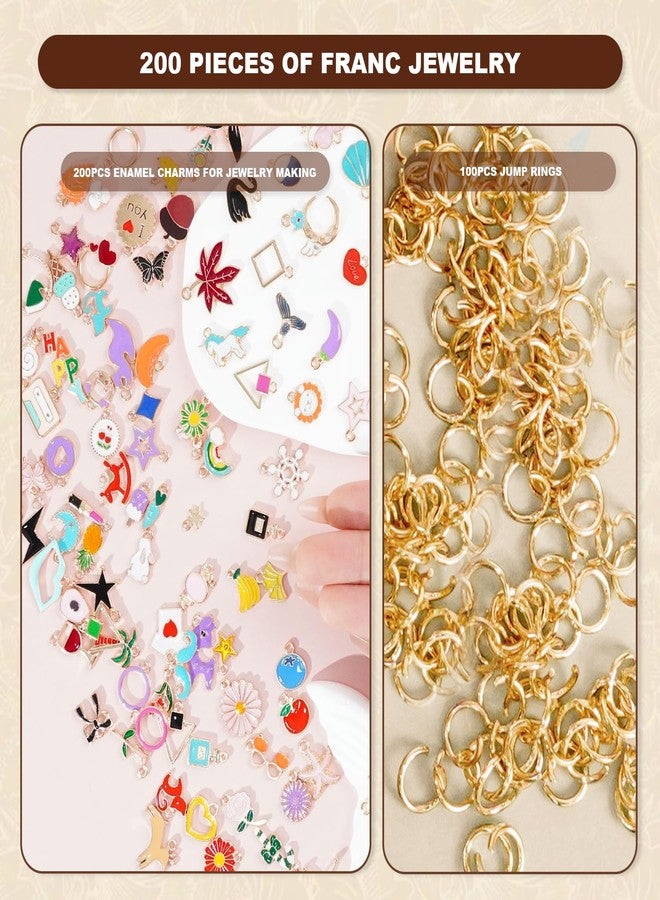 PPVWEY 200 Pcs Assorted Colorful Charms for Jewelry Making,Mixed Enamel KC Gold Pendants,Wholesale Bulk Jewelry Charms for DIY Necklace Bracelet Earring and Crafting Decoration - Image 2