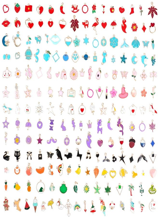PPVWEY 200 Pcs Assorted Colorful Charms for Jewelry Making,Mixed Enamel KC Gold Pendants,Wholesale Bulk Jewelry Charms for DIY Necklace Bracelet Earring and Crafting Decoration - Image 1