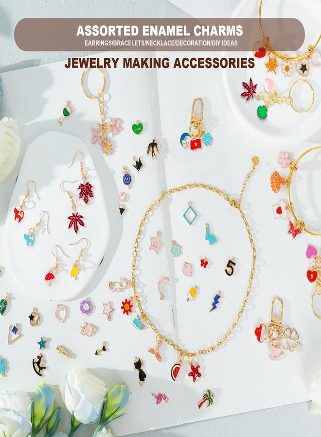 PPVWEY 200 Pcs Assorted Colorful Charms for Jewelry Making,Mixed Enamel KC Gold Pendants,Wholesale Bulk Jewelry Charms for DIY Necklace Bracelet Earring and Crafting Decoration - Image 5