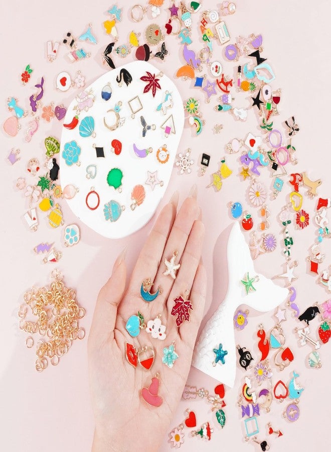 PPVWEY 200 Pcs Assorted Colorful Charms for Jewelry Making,Mixed Enamel KC Gold Pendants,Wholesale Bulk Jewelry Charms for DIY Necklace Bracelet Earring and Crafting Decoration - Image 4