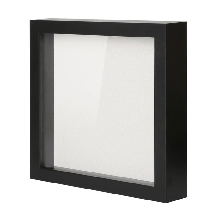 8X8 SHADOW BOX PICTURE FRAME WITH LINEN BOARD DEEP WOOD GLASS DISPLAY CASE READY TO HANG MEMORY BOX BABY SPORTS MEMORABILIA PINS AWARDS MEDALS WEDDING TICKETS AND PHOTOS BLACK