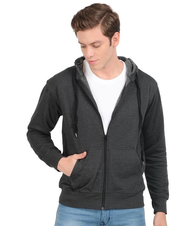Scott International Men's Solid Cotton RegularHoodies for Men Sweatshirts for Men Sweatshirt for Men with Zipper Stylish Winter Wear with Hood and Pockets Charcoal 3XL - Image 1