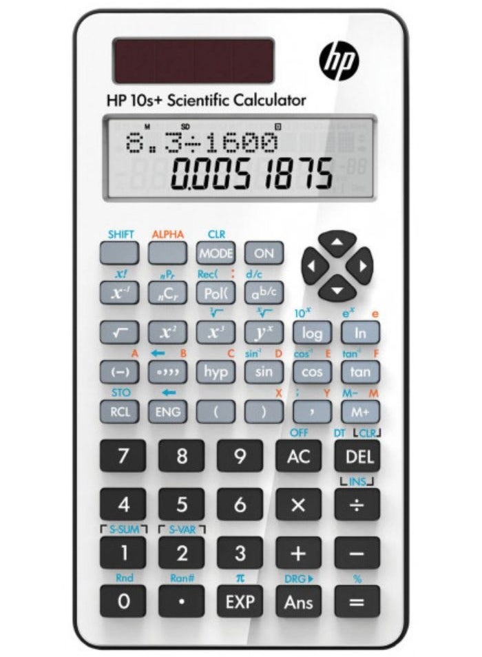 HP 10s+ Scientific Calculator (NW276AA#B10) Solar Power Plus Battery Backup White - Image 1