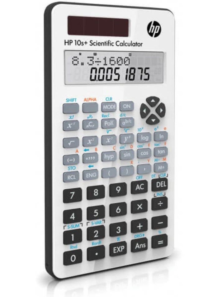 HP 10s+ Scientific Calculator (NW276AA#B10) Solar Power Plus Battery Backup White - Image 2