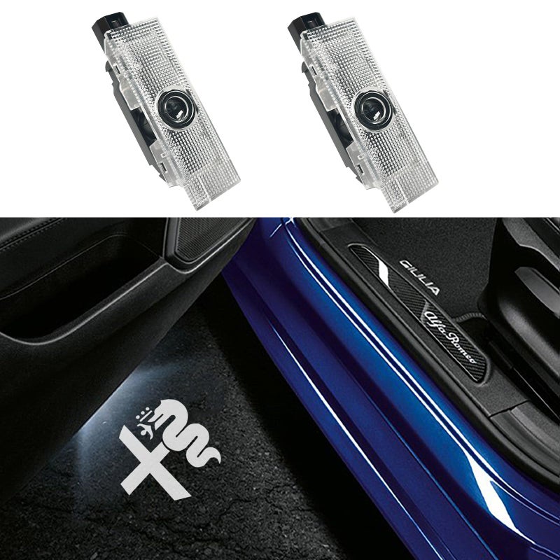 Door Lights Logo Projector Puddle Lights UltraBright Welcome Step LightNever Fade Puddle Lights Compatible with Alfa Romeo Giulia 952 Stelvio 949 Tonale Giulietta Accessories White Logo