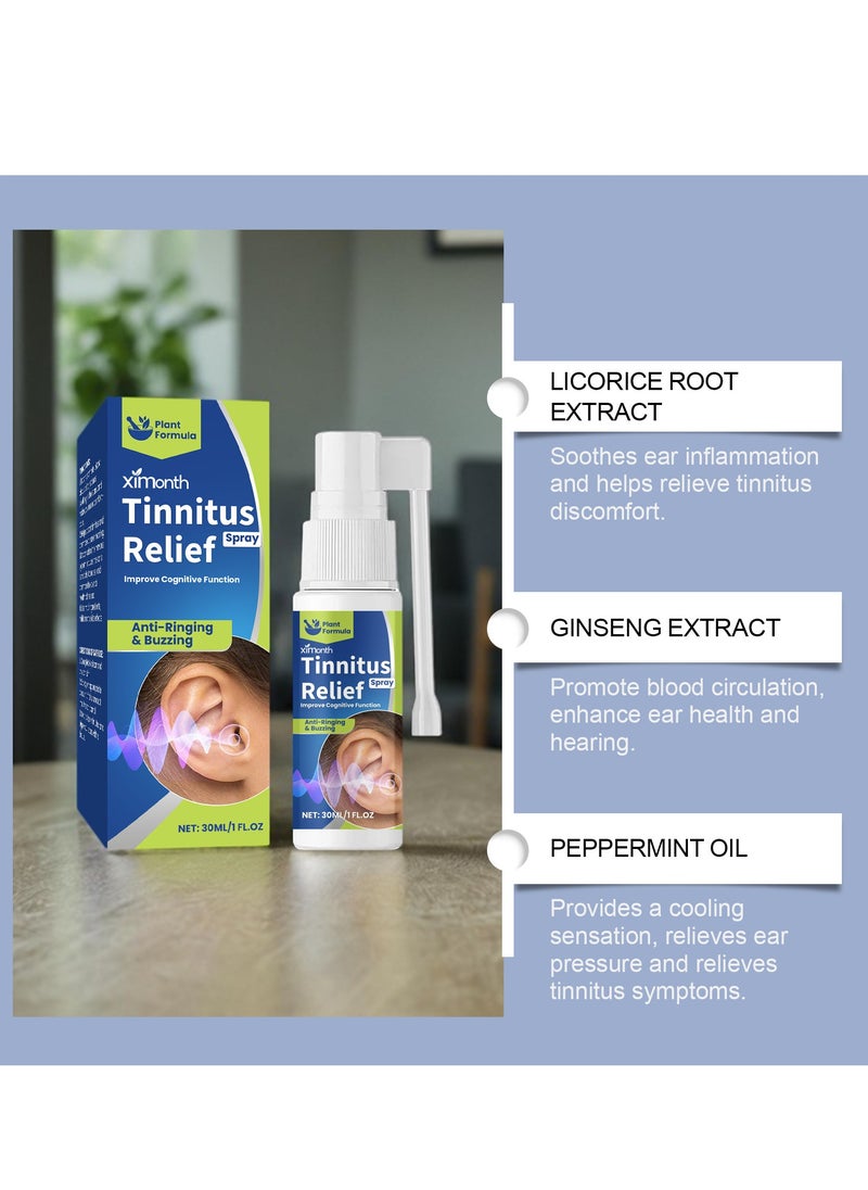 ximonth - Tinnitus Relief Spray, Ringing Ears Relief, Natural Ingredients, Effective for Acute & Chronic, Supports Ear Noise & Dizziness 30ml - Image 1