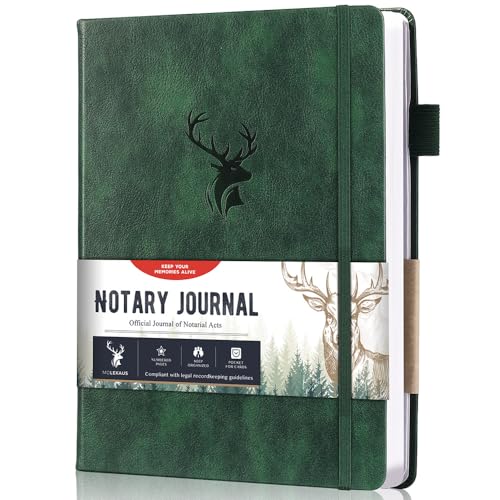 molekaus Notary Journal Log Book Notary Log Book Notary Public Journal for Notarial Acts with 236 Notarial Record Entries 120gsm Numbered Pages 7"X10" (Dark Green) - Image 1