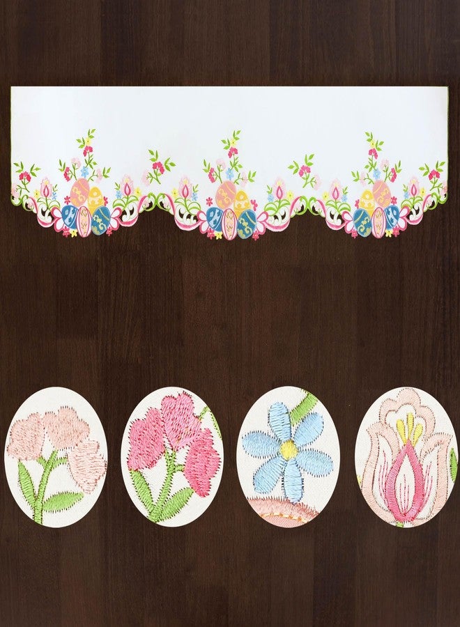 Grelucgo Embroidered Colorful Eggs Mantel Scarf Runners for Easter Holidays, Spring Seasonal Dining Table Decor (70x17 inches) - Image 2