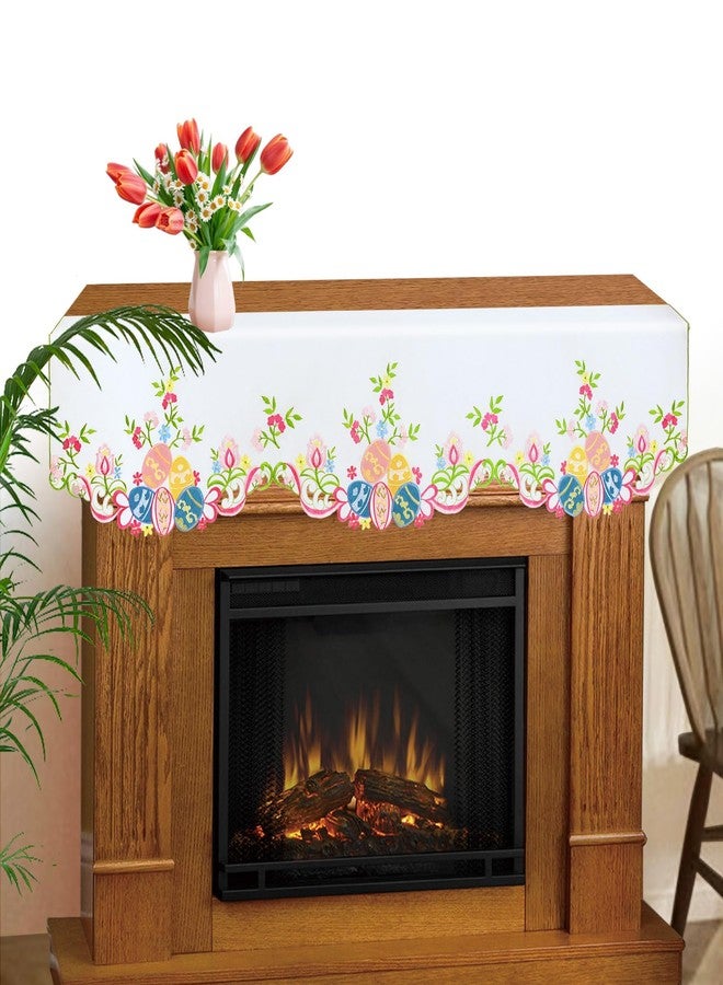 Grelucgo Embroidered Colorful Eggs Mantel Scarf Runners for Easter Holidays, Spring Seasonal Dining Table Decor (70x17 inches) - Image 1