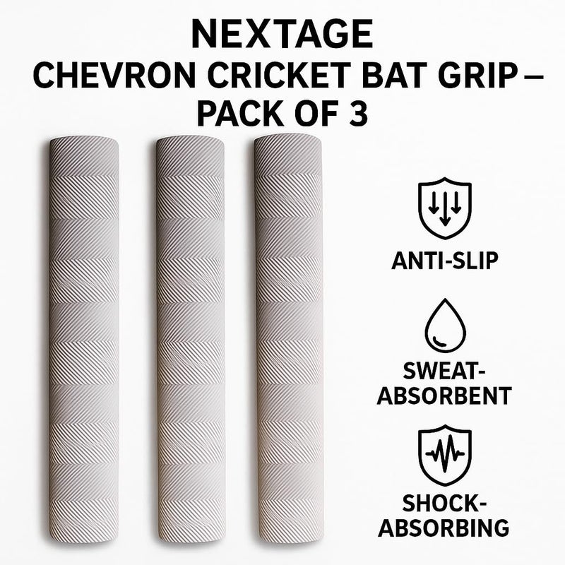 Nextage Chevron Cricket Bat Grip - Anti-Slip Sweat-Absorbent & Durable Bat Handle Grip, Soft Rubber Bat Grip for Leather & Tennis Ball Cricket, Shock Absorbing Professional Bat Grip, Available in Pack of 1 , 2 and 3 (Pack of 3) - Image 2