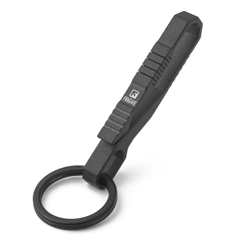 TISUR TISUR Keychain Pocket Clip, Quick and Easy Access to Keys, Titanium Key Holder with Detachable Keyring, Gifts for Men Women (25mm Black Ti Ring)  - Image 1