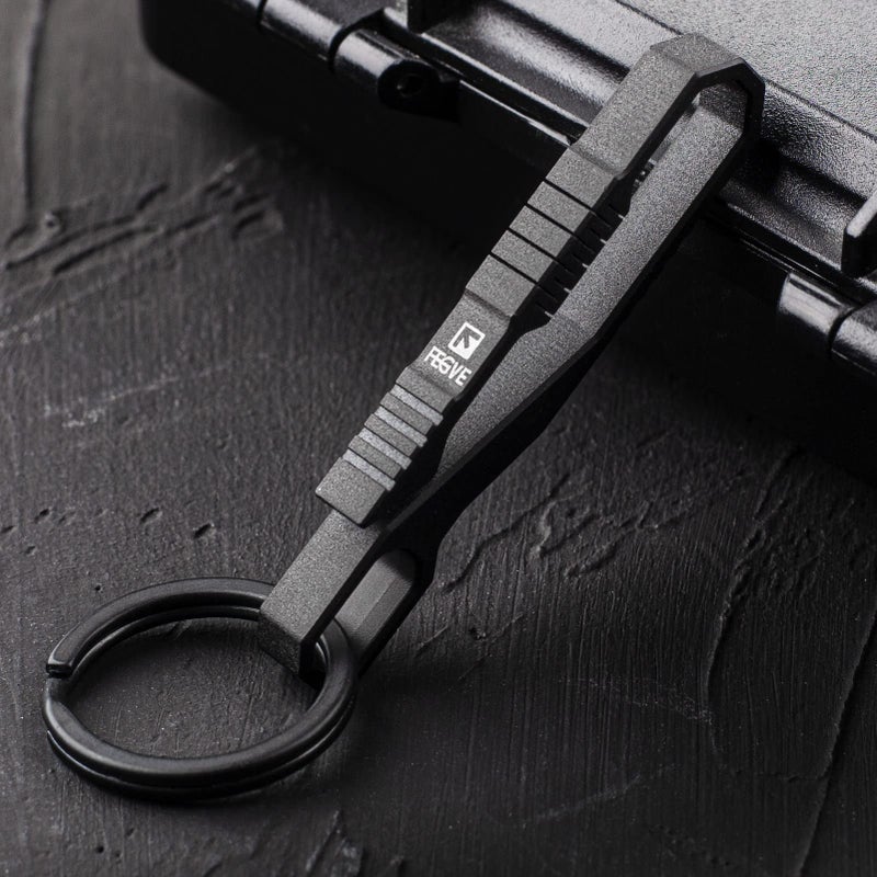 TISUR TISUR Keychain Pocket Clip, Quick and Easy Access to Keys, Titanium Key Holder with Detachable Keyring, Gifts for Men Women (25mm Black Ti Ring)  - Image 2