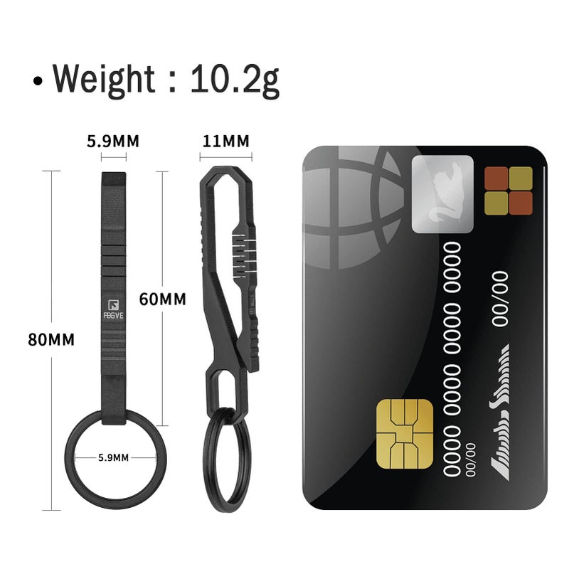 TISUR TISUR Keychain Pocket Clip, Quick and Easy Access to Keys, Titanium Key Holder with Detachable Keyring, Gifts for Men Women (25mm Black Ti Ring)  - Image 3