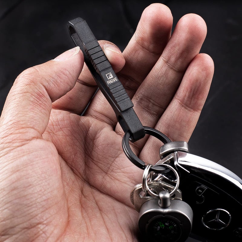 TISUR TISUR Keychain Pocket Clip, Quick and Easy Access to Keys, Titanium Key Holder with Detachable Keyring, Gifts for Men Women (25mm Black Ti Ring)  - Image 5