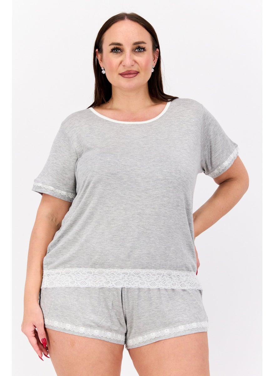 Women 2 Pcs Plus Size Textured Top And Shorts Pajama Sets, Heather Grey - pzsku/ZFC2C0C077501EB2E32CFZ/45/_/1737642483/d77997af-42eb-4bed-8ba8-4fca32c01fe8