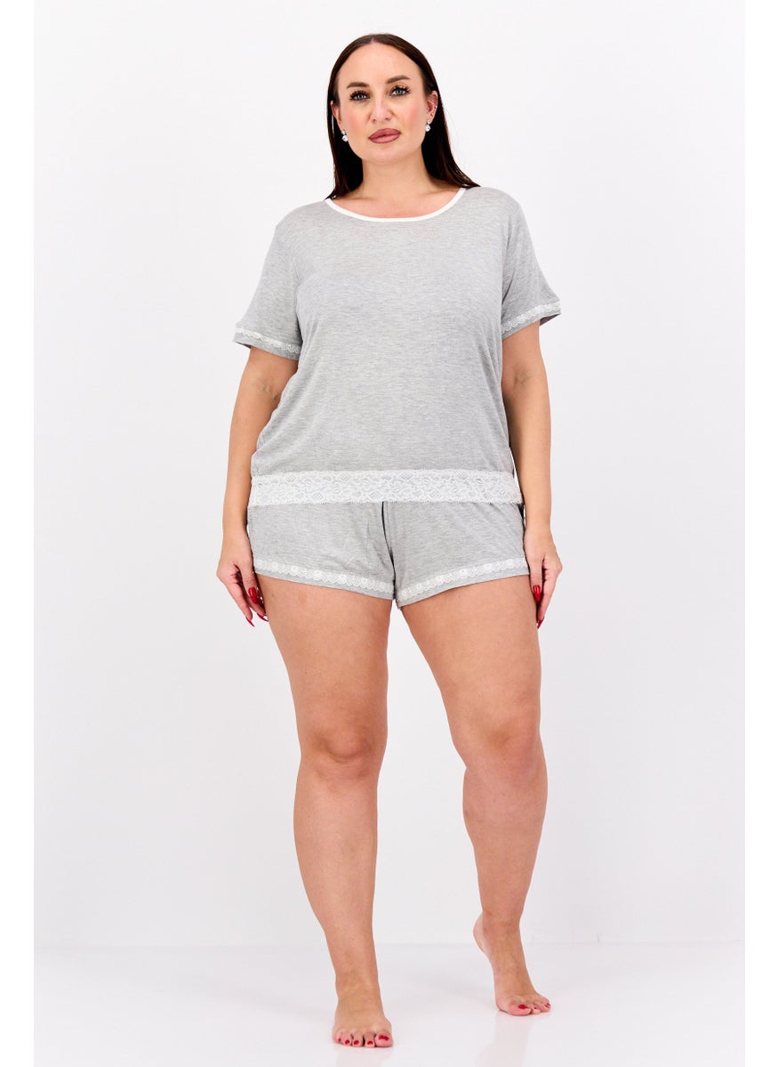 Women 2 Pcs Plus Size Textured Top And Shorts Pajama Sets, Heather Grey - pzsku/ZFC2C0C077501EB2E32CFZ/45/_/1737642484/93e90565-ffe5-4b9c-a02a-c68a51aac29f