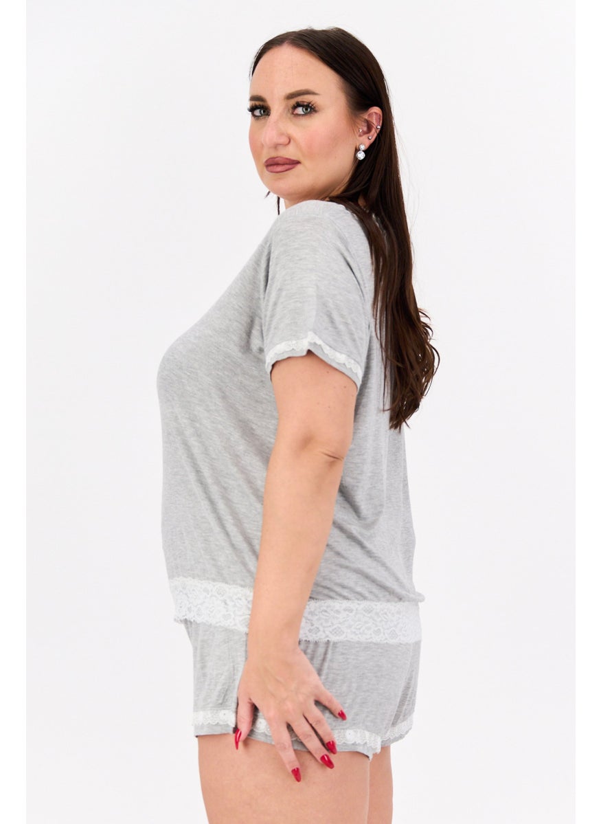 Women 2 Pcs Plus Size Textured Top And Shorts Pajama Sets, Heather Grey - pzsku/ZFC2C0C077501EB2E32CFZ/45/_/1737642485/70fcb752-9afe-41f8-9d9c-42f9a56fc186