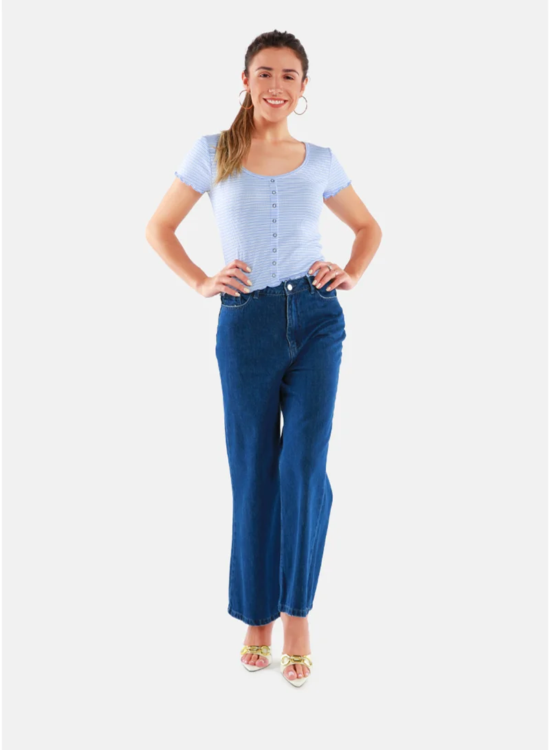 London Rag London Rag Blue Striped Summer Top