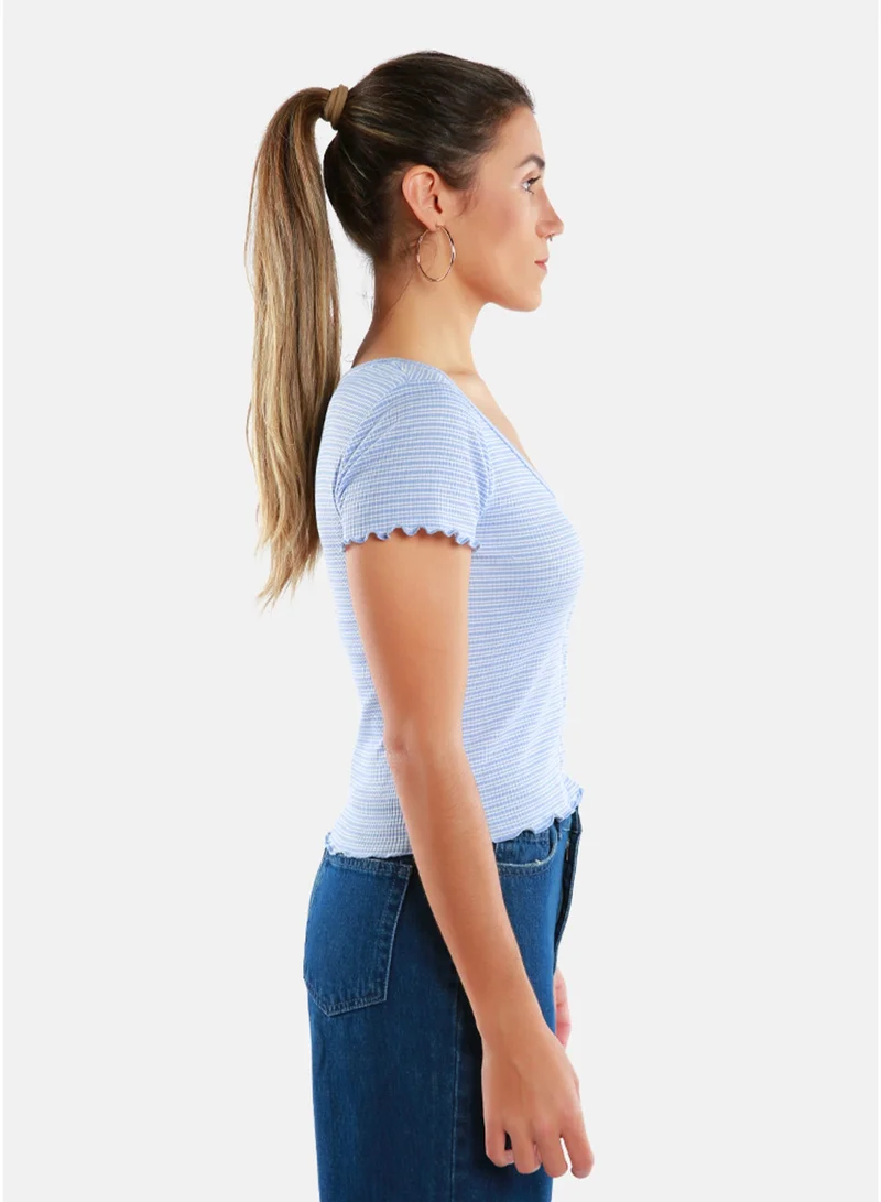 London Rag London Rag Blue Striped Summer Top