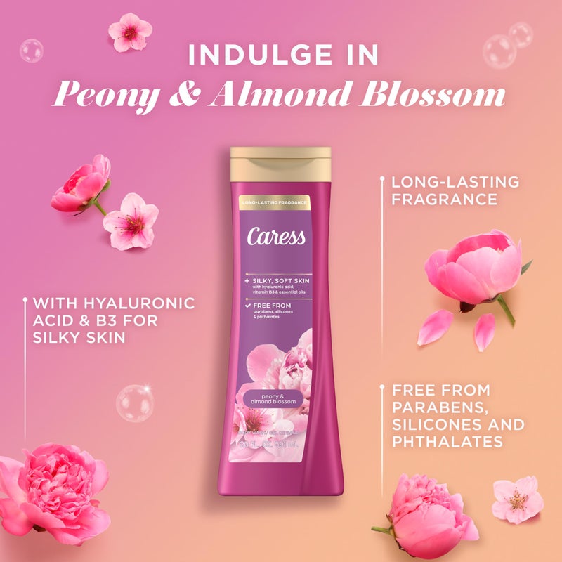 Caress Moisturizing Peony & Almond Blossom Body Wash For Fresh, Smooth Skin Body Soap To Soothe & Unwind 20 fl oz, Pack of 4 - Image 4