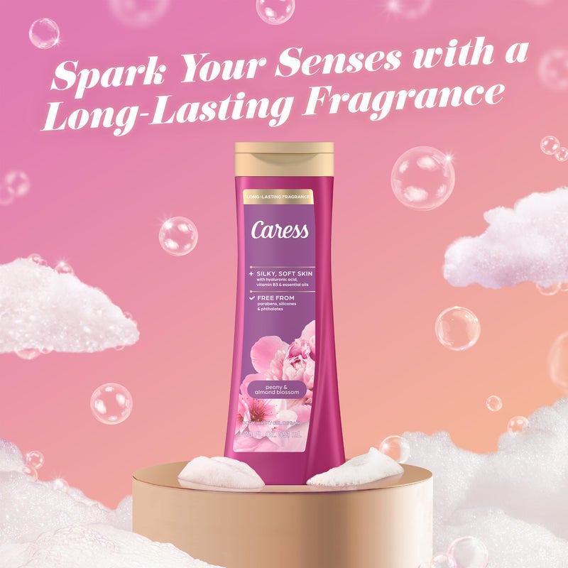 Caress Moisturizing Peony & Almond Blossom Body Wash For Fresh, Smooth Skin Body Soap To Soothe & Unwind 20 fl oz, Pack of 4 - Image 5