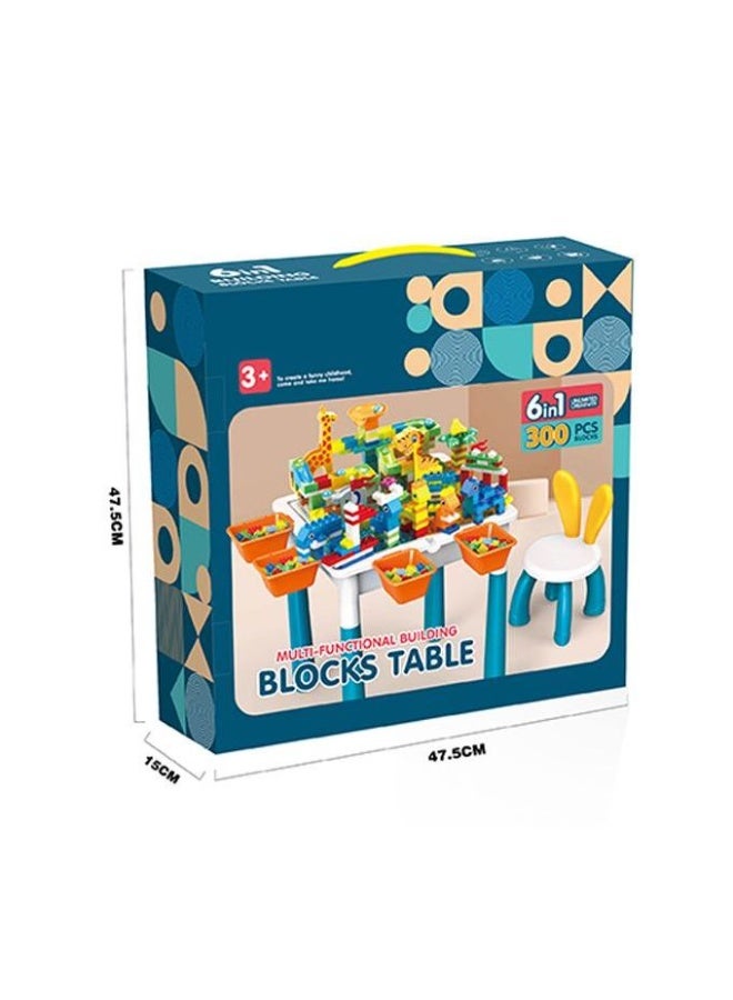 Multi-Functional Building Blocks Table for Kids – 6 in 1 Creative Play Set with 300 PCS Colorful Blocks, Bunny-Ear Chair, Storage Compartments, and Educational Design – Fun Learning Toy for Creativity, Motor Skills, and Imaginative Play – Ages 3+ - Image 1