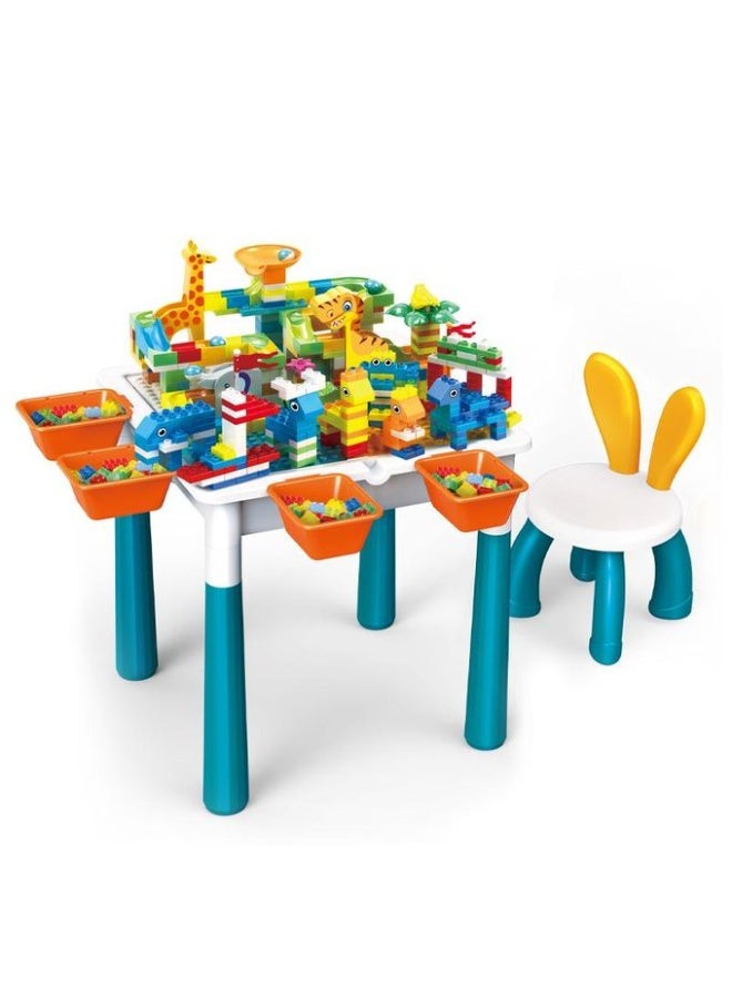 Multi-Functional Building Blocks Table for Kids – 6 in 1 Creative Play Set with 300 PCS Colorful Blocks, Bunny-Ear Chair, Storage Compartments, and Educational Design – Fun Learning Toy for Creativity, Motor Skills, and Imaginative Play – Ages 3+ - Image 2