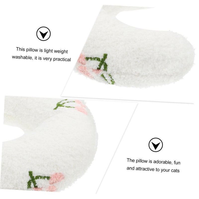 U Shaped Pet Pillow Portable Neck Support Cushion For Dogs Cats Comfortable Skin Friendly White - Image 4