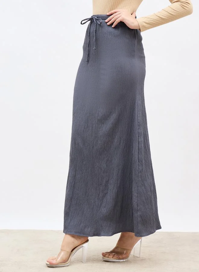 Styli Styli Textured Maxi Skirt with Drawstring