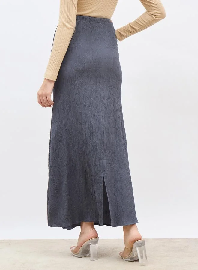 Styli Styli Textured Maxi Skirt with Drawstring