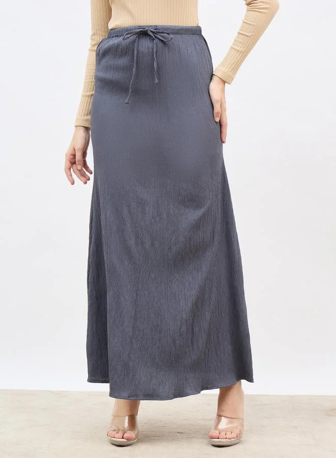 Styli Styli Textured Maxi Skirt with Drawstring