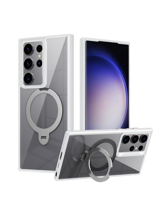 اس-توب جراب لهاتف Samsung Galaxy S23 Ultra 5G، جراب هاتف شفاف مزود بحلقة مغناطيسية دوارة MagSafe - Image 1