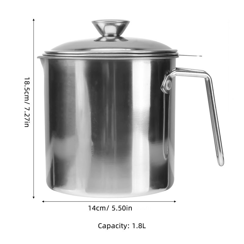 Stainless Steel Magnetic Oil Filter Pot 1 8L Capacity Rust Proof Grease Strainer - Image 3