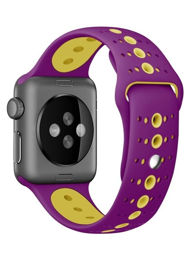 NIBEMINENT Replacement Watchband for Apple Watch Series 7/6/5/4/3/2/1/SE 42/44/45mm Purple/Yellow - Image 1