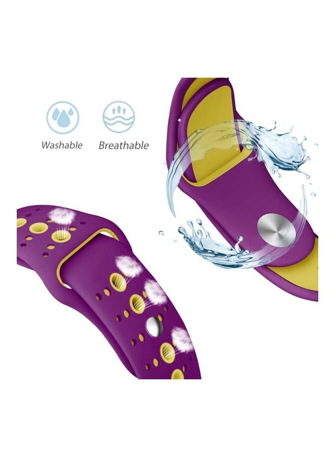 NIBEMINENT Replacement Watchband for Apple Watch Series 7/6/5/4/3/2/1/SE 42/44/45mm Purple/Yellow - Image 3