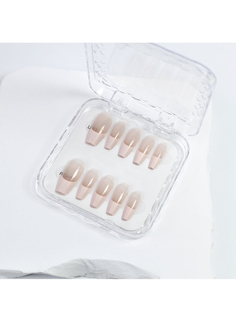 SCHAVO French Pink Fingertips Mid-length Fake Nails 10Pcs - Image 2
