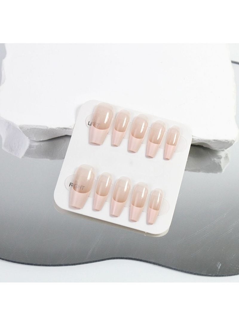 SCHAVO French Pink Fingertips Mid-length Fake Nails 10Pcs - Image 5