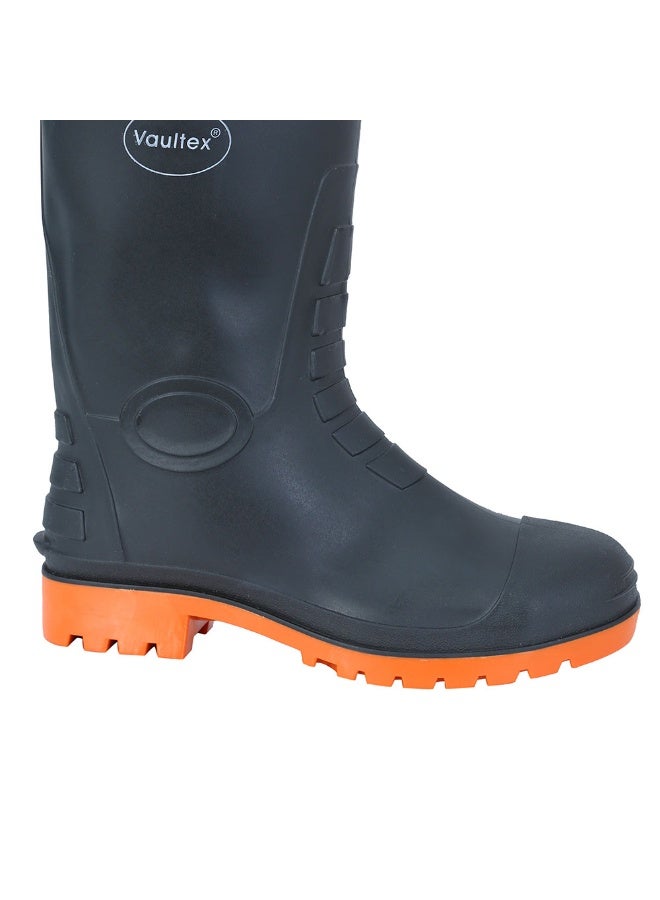 Vaultex BLS PVC Steel Toe Safety Gumboots - Black/Orange, 44 - Image 2