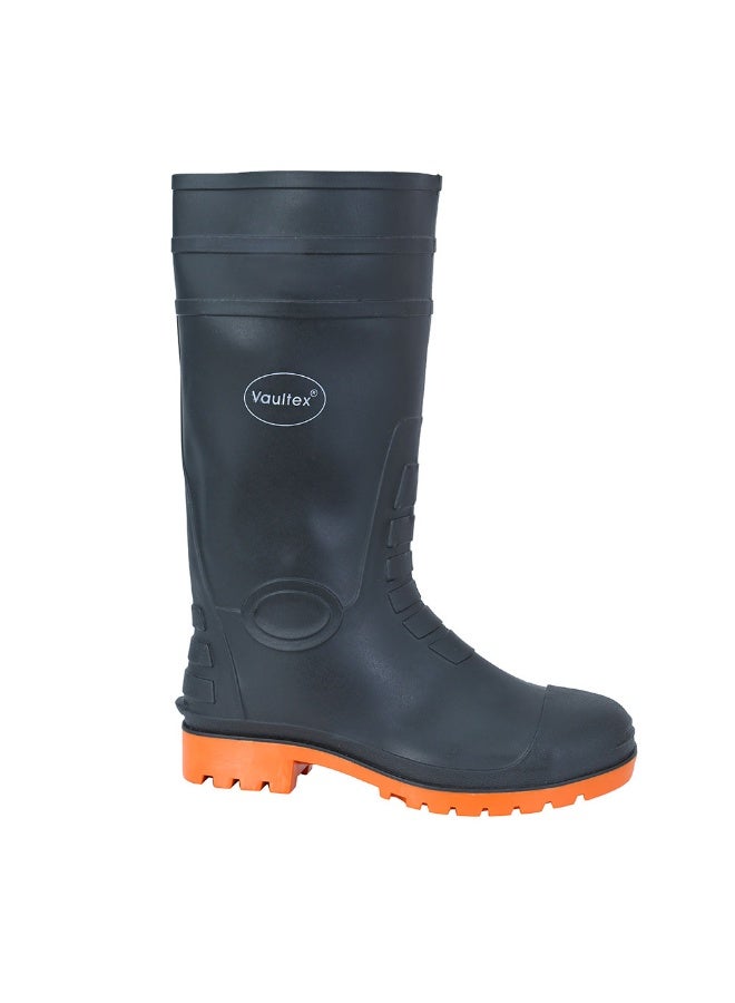 Vaultex BLS PVC Steel Toe Safety Gumboots - Black/Orange, 44 - Image 1
