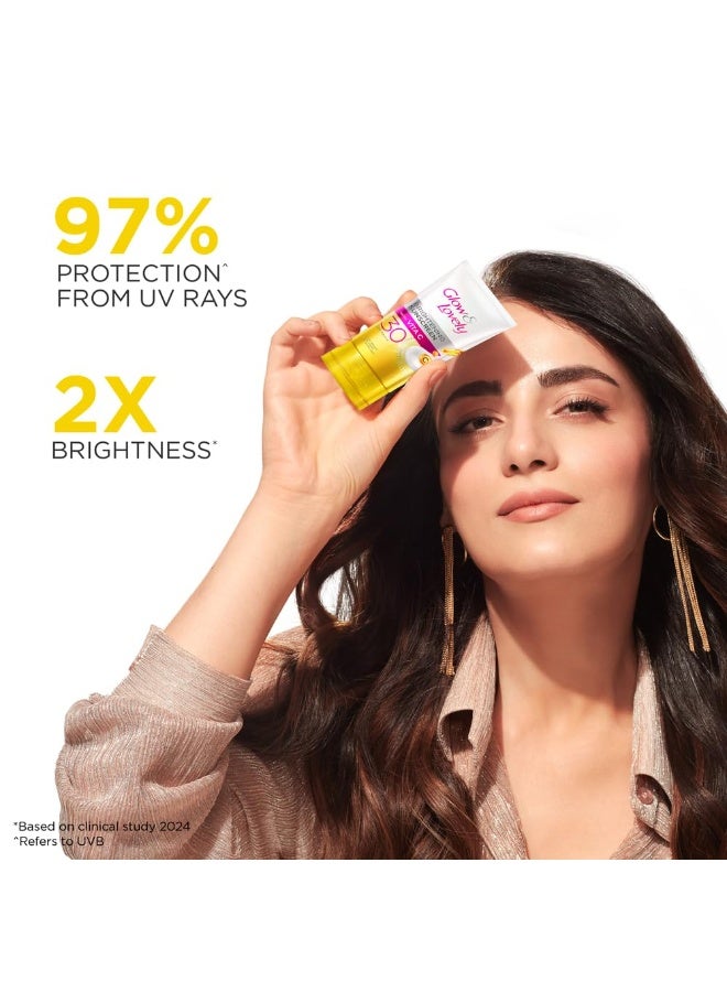 جلو آند لوفلي واقي شمس مُشرق وجميل بعامل حماية SPF 30 | فيتامين سي | PA ++++ | خفيف الوزن | غير لزج | لا يترك طبقة بيضاء | 50 غرام - Image 4