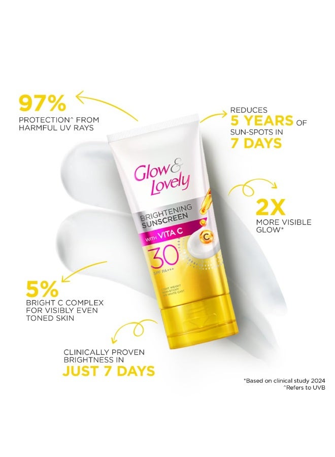 جلو آند لوفلي واقي شمس مُشرق وجميل بعامل حماية SPF 30 | فيتامين سي | PA ++++ | خفيف الوزن | غير لزج | لا يترك طبقة بيضاء | 50 غرام - Image 2