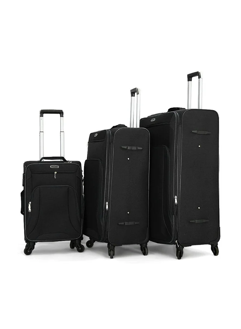 جيوردانو Giordano Trolley Bags 3 PCS Set Softside Spinners,Black