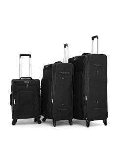Giordano Trolley Bags 3 PCS Set Softside Spinners,Black